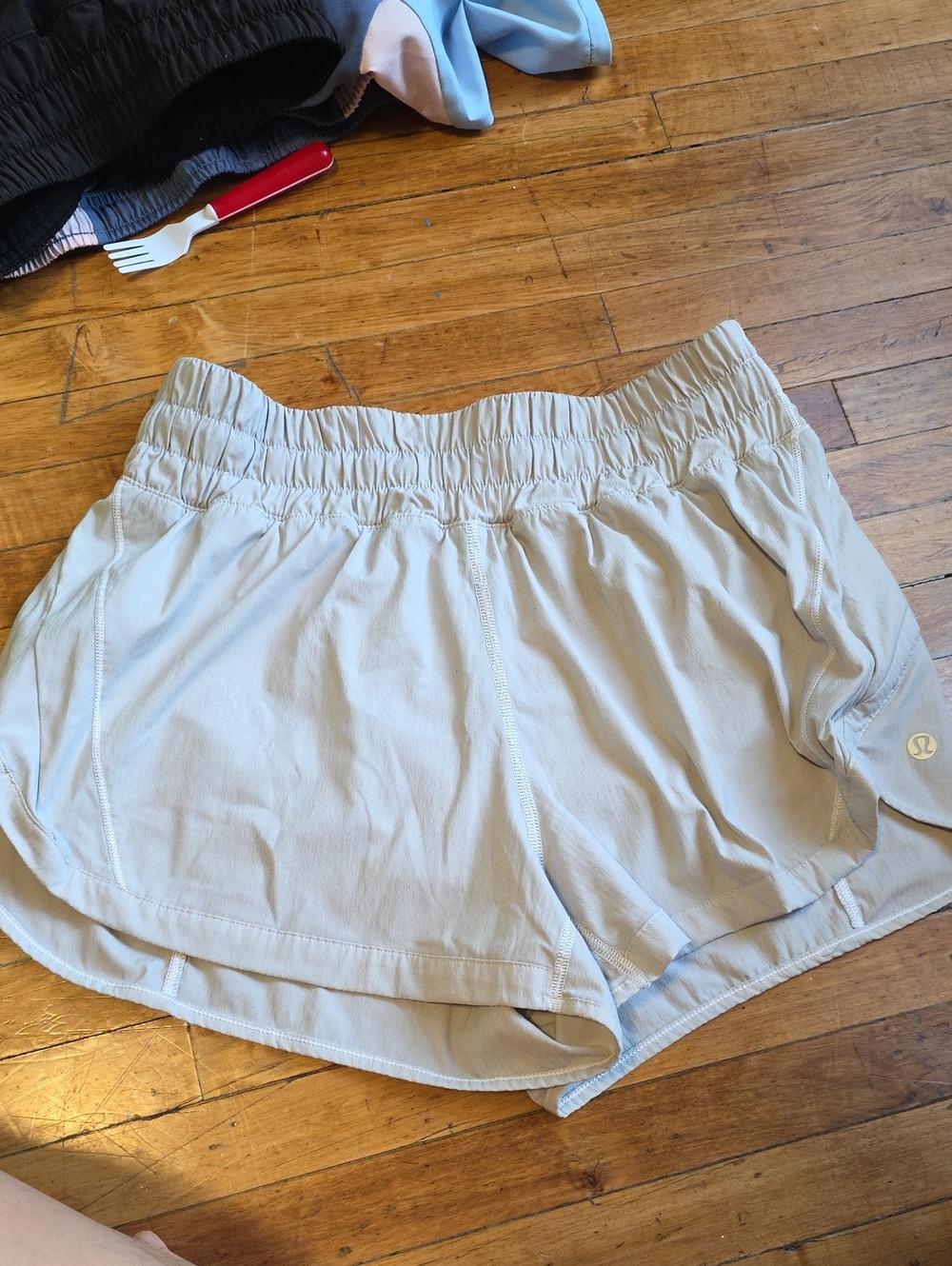 lululemon athletica Light Beige Athletic Shorts with Elastic Waistband